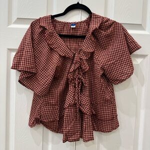 New! Old Navy Satin Ruffle Tie-Front Blouse